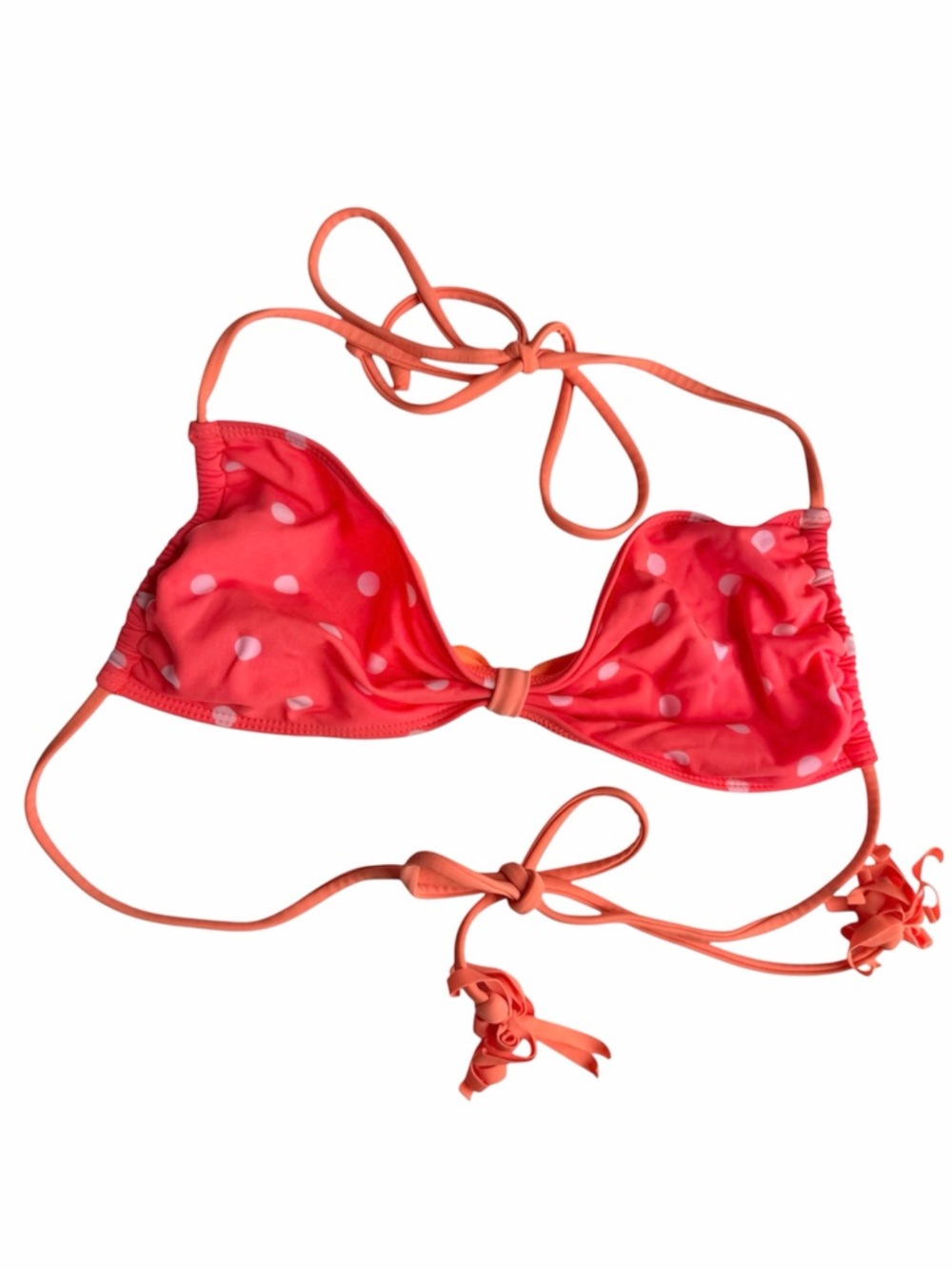 Hollister Swim Neon Orange Polka Dot Bikini Top Size M